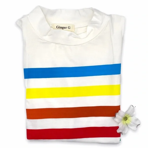 NWT Ginger G Rainbow Stripe Mockneck Tank - Picture 12 of 13